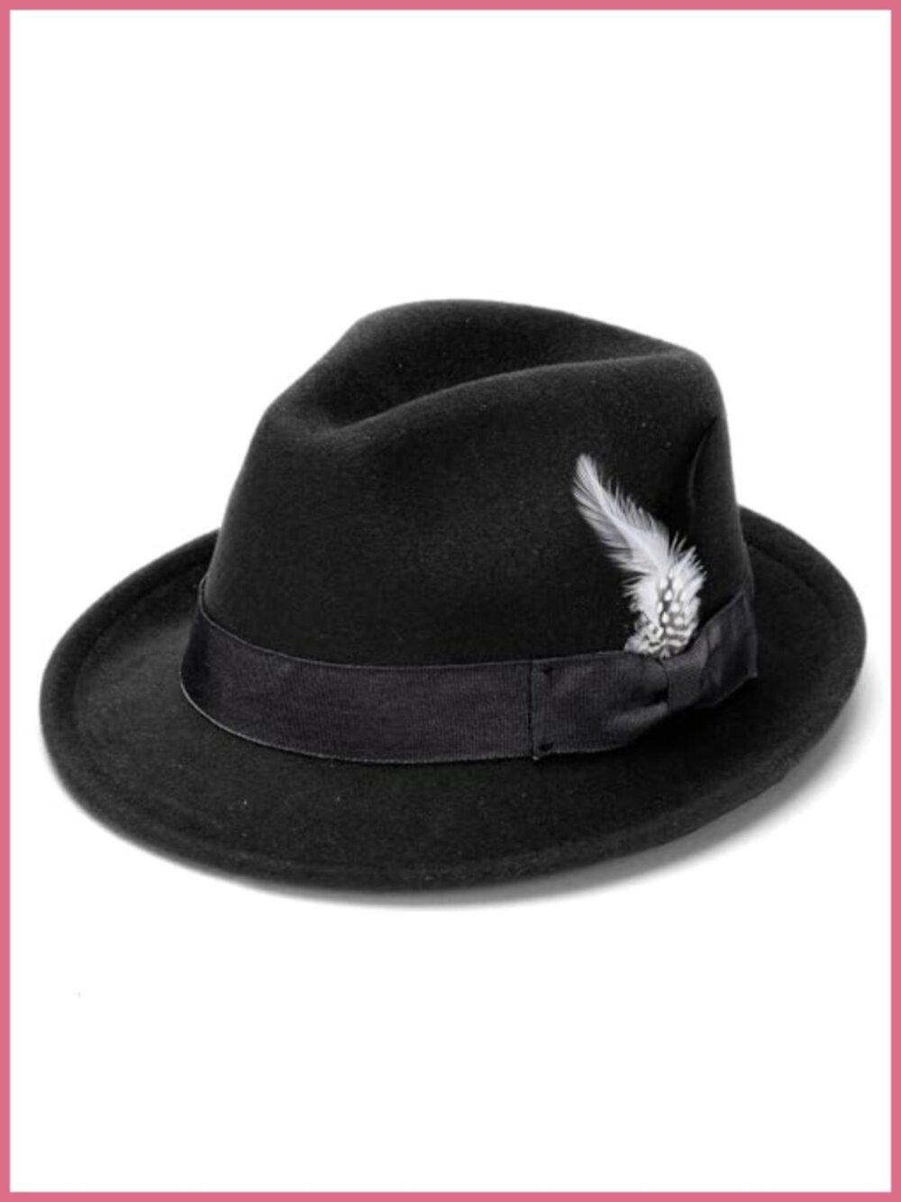 Felt Fedora Hat with Feather Band Classic Short Brim Unisex